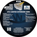 Watt's Wire 12 gauge 50 foot GFCI extension cord package label